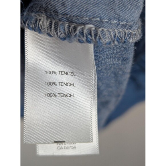 Kenneth Cole Reaction Dress Western Sz L Blue Tencel Chambray Embroidered Tunic - Picture 6 of 9